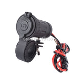 Universal 12/24V Waterproof Motorcycle Handlebar Mounted Cigarette Lighter Socket with 60cm Cable