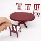 5Pcs/Set 1:12 Miniature Furniture Dining Table Chair Set Wooden Toy For Dollhouse Decorations And Accessories