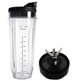 Lid 32OZ Cup and 7 Fins Blade Compatible for Ninja Auto IQ 1000W Blender Accessories Replacement Parts BL482