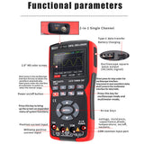 2 in1 Digital Oscilloscope Multimeter 2.8inch IPS Multimetro 48MSa/s Sampg Rate 10Mhz Bandwidth 9999 Counts True RMS