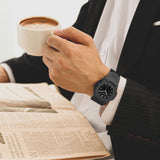 PINTIME Fashion Business Mens Watches Large Face Analog Quartz Wristwatch For Man Matte Stainless Steel Band Reloj Hombre Gifts