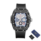 PINTIME Fashion Men's Watch Classic Tonneau Style Military Watches Sport Chronograph Lumious Date Quartz Wristwatch