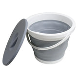 5L Folding Portable Bucket with Cover Car Wash Fishing Bathroom Tool Silicone Plastic Bucket Outdoor Camping Household Supplies