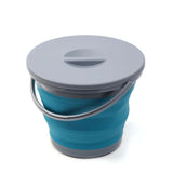 5L Folding Portable Bucket with Cover Car Wash Fishing Bathroom Tool Silicone Plastic Bucket Outdoor Camping Household Supplies