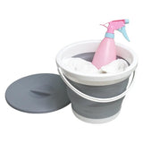 5L Folding Portable Bucket with Cover Car Wash Fishing Bathroom Tool Silicone Plastic Bucket Outdoor Camping Household Supplies