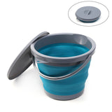 5L Folding Portable Bucket with Cover Car Wash Fishing Bathroom Tool Silicone Plastic Bucket Outdoor Camping Household Supplies