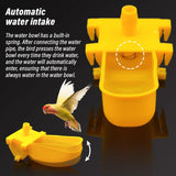 5Pcs Bird Quail Automatic Drinking Cups with Tee Connector Yellow Hanging Drinkers Bowls for 9.5Mm Hose Bird Drinking Fountain