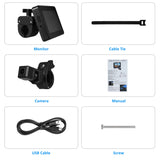 Bicycle Rear View Mirror - Clear Wide Range Back Sight, Rearview Reflector, Adjustable Left Right, 4.3'' Screen, Accessories