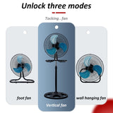 Portable 18-Inch 3-Speed Pedestal Fan - Adjustable Height Standing Fan for Living Room, Bedroom, Kitchen.