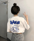 Brand Retro Cartoon BF Style Oversize Male And Female Couple Short Sleeve T-shirt