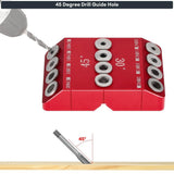 30/45/90° Angle Hole Guide Jig for Angled and Straight Hole,Cable Railing Lag Screw Drilling Template,4 Drill Bits