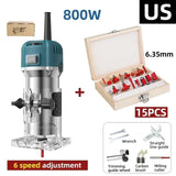 Electric Woodworking Milg Engraving Slotting Trimming hine Wood Trimmer Tool with 15 PCS Router Bits