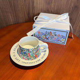 Teacup Set Vintage Hand Painted ral Birds Ceramic Mugs Home Party Reusable Breakfast Oatmeal Cup Heat Resisting Coffee Cups