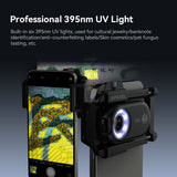 APEXEL APL-MS150 150X Mobile Microscope Lens LED/ UV Lights Built-in CPL Filter Battery with Universal Phone Clip
