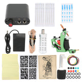 Complete Tattoo Supply Kit Precise Tattoos Good Conductivity 10 Wraps Tattoo Coil Machine Kit Adjustable 0‑18V for Tattoo Shop