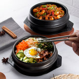1pc Dolsot Bibimbap Earthenware Stone Bowl, Korean Cooking Soup Ceramic Pot, Donabe Pot With Heat-Resistant Tray