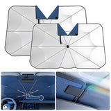 Foldable Sun Shade with Ring Pull Cord Front Windshield Car Sunshade Umbrella for Sedan SUV Pickup