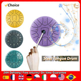 Steel Tongue 6 Inch 11 Notes D Key Percussion Instrument Portable Balmy with Drum Mallets for Meditation Yoga Beginner