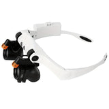 Foldable LED headwear magnifying glass and 21 level magnifying glass with battery for reading