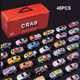 48PCS Container Simulation Model Finale Alloy Inertia Pull Back Mini Boy Engineering Car Set Toy Birthday Gift