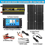 12V to 220V Panel System 18V 18W Solar Panel+30A Charge Controller +Pure Sine Inverter Complete Power Generation Kit