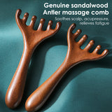 Head Massager Natural Golden Sandalwood Gua Sha Tool Back Scratcher Spa Handheld Meridian Massage Comb Hair Care