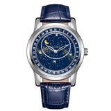 PINTIME Men's Watches Leather Strap Starry Moon Dial Casuals Fashion Quartz Wristwatch Luminous Waterproof Male Relogios Homme