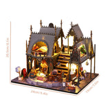 1pc DIY Hut Creative Assembly Magic Book House, Retro DIY Hut, Handmade 3D Three-dimensional Assembled Architectural Model Toy Gift, Miniature Doll House With Furniture, DIY Wooden Doll House Kit, Halloween Decor