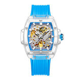 Fahion men watch ONOLA Sprot Plastic Transparent Hollow Full Automatic Mechanical Watches Men Waterproof Clock