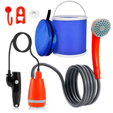 Outdoor Portable Camping Kit with 2.5-3.5L/min Water Discharge 2m Hose USB Charging 30-60min Battery Life Camp Shower