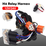 Universal H4 Relay Kit LED Headlight Brightener Wiring Harness 12V 24V Modification With 25A Fuse Ceramic Socket