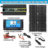 12V to 220V Panel System 18V 18W Solar Panel+30A Charge Controller +Pure Sine Inverter Complete Power Generation Kit