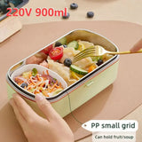 220V 900ml Electric Lunch Mini Portable 304 Stainless Steel Heating Sealed Food Bento Box For Student Office Workers