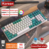 Korean K96 RGB nical 100 Keys Hot-Swap Red/Blue Switch Gaming Keyboard 2.4G BT5.0 Type-C 3 Modes Backlight