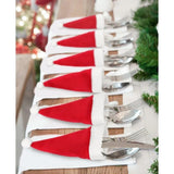 Hat Fork Knife Cutlery Decorations for Home Merry 2023 Christmas Tableware Bag Holder