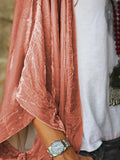 Pink Vintage Velvet Wide Sleeve Cardigan Top Women's European And American Spring And Autumn New Fashion Thin Coat