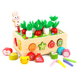 Multifunctional From 1 2 3 Years Plug-In Gift Toy Sorting Game Wooden Puzzle Carrot Harvest Easy To Use
