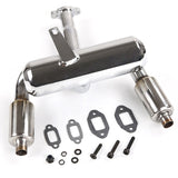 CNC Metal 2X Twin Exhaust Pipe with Muffler for 1/5 HPI Rovan Ba 5B 5T 5SC RC