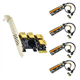 PCI-E Board Ports USB Adapter 1 to 4 Riser Card Set, 4pin Expansion Cable