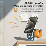 Bluetooth Speaker in 1 Wireless Charger IPhone 16 15 14 13 12 Fast Charging Station for Apple Watch 9 8 7 6 5 4 with Clock