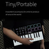 M-Vave 25 Key Usb Midi Keyboard Controller Mini Portable Usb Keyboard Piano Controller with 8 Backlit Drum Pads Dynamic Keybed