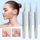 Medical Stainless Steel Blackhead Tweezers Pimple Comedone Remover Nipper Curved Bend Head Face Cleaner Acne Clip Beauty Tool