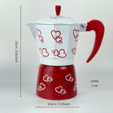 1pc, Coffee Maker Red Heart Octagon Printing Mocha Pot, 3 Cups 6 Cups Love Pattern Mocha Pot Classic Retro