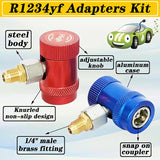 Freon R1234Yuto Car Quick Coupler Connector Brass Adapters Air Conditioning Refrigerant Adjustable AC Manifold Gauge