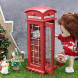 1/12 Scale Wooden Telephone Booth Figurine Miniature Ornament Craft Accessory For Dollhouse Pretend Play Toys