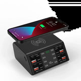 100W 8 Ports USB Type C Fast Charger Station QC3.0 PD3.0 Wireless Charging Desktop Quick Charge For book Phone