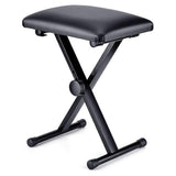 Keyboard Bench Adjustable Piano Bench X-Style Foldable Piano Stool Chair with Black Padded Cushion