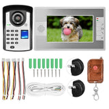 7in TFT Video Door Phone Intercom Doorbell Fingerprint Password Unlock Night Vision