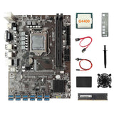 B250c Eth Miner Motherboard 12usb+g4400 Cpu+ddr4 8gb Ram+128g Ssd+fan+sata Cable+switch Cable+therm