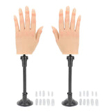 1 Pair Nail Training Practice Hand Bendable Realistic Flexible Prosthetic Nail Hand with 2pcs Suction Brackets